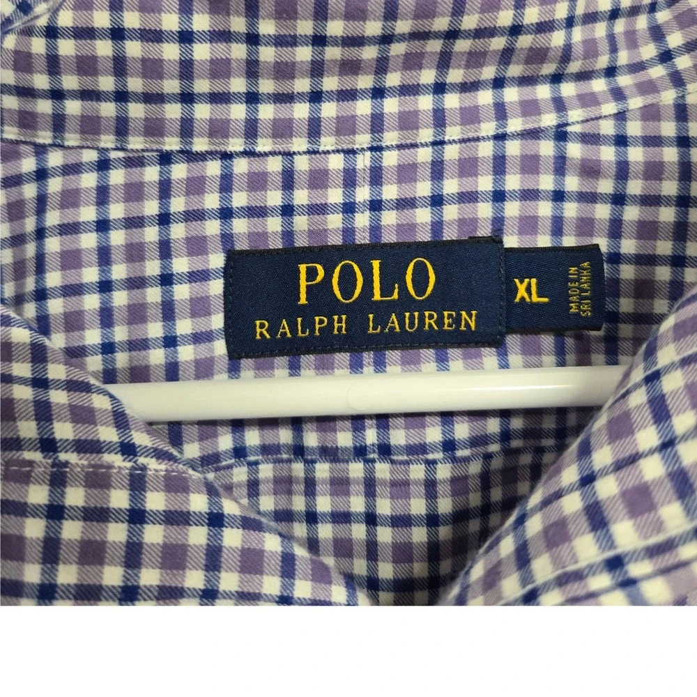 Polo Ralph Lauren Purple Gingham Check Long Sleeve Button Down Shirt Men's XL